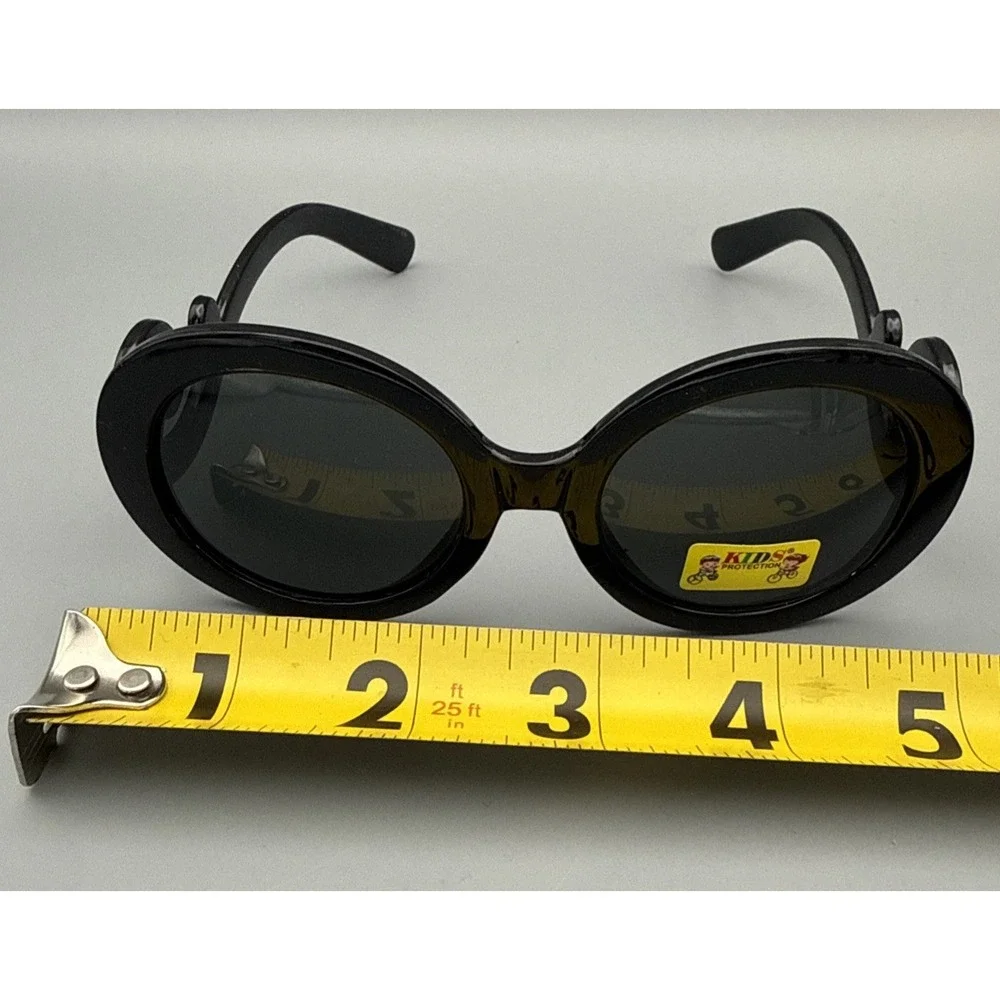 Kids OVERSIZED XXLarge Round Black Baroque Designer Sunglasses-